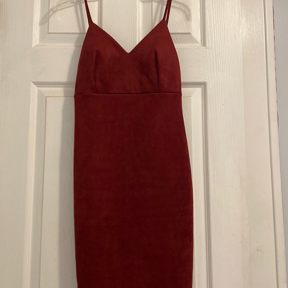 Burgundy Spaghetti Strapped Dress